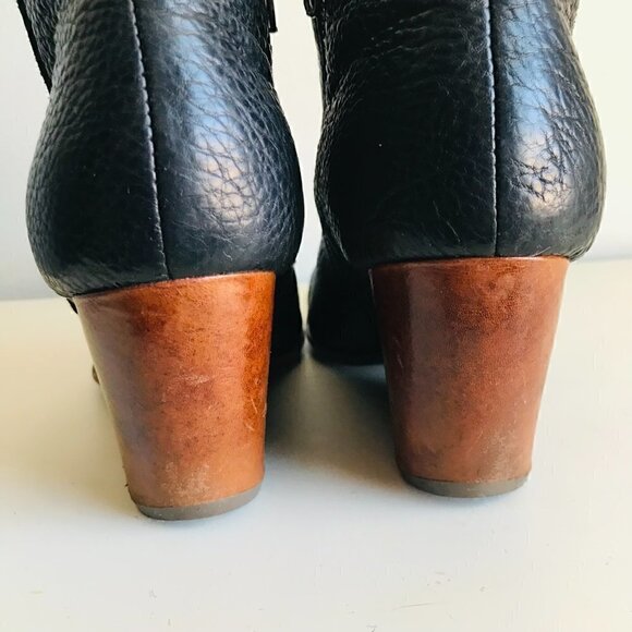 Kork-Ease Black Pebble Leather Natalya Wedge Ankle Boot Size 8.5 - Picture 7 of 9